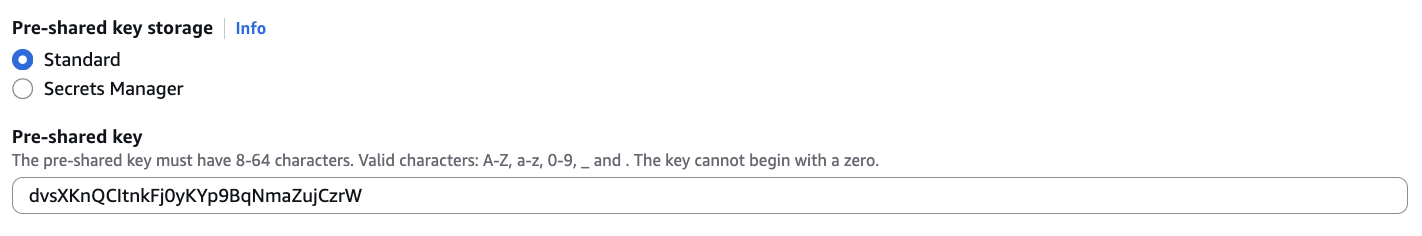 Updating the AWS tunnel pre-shared key