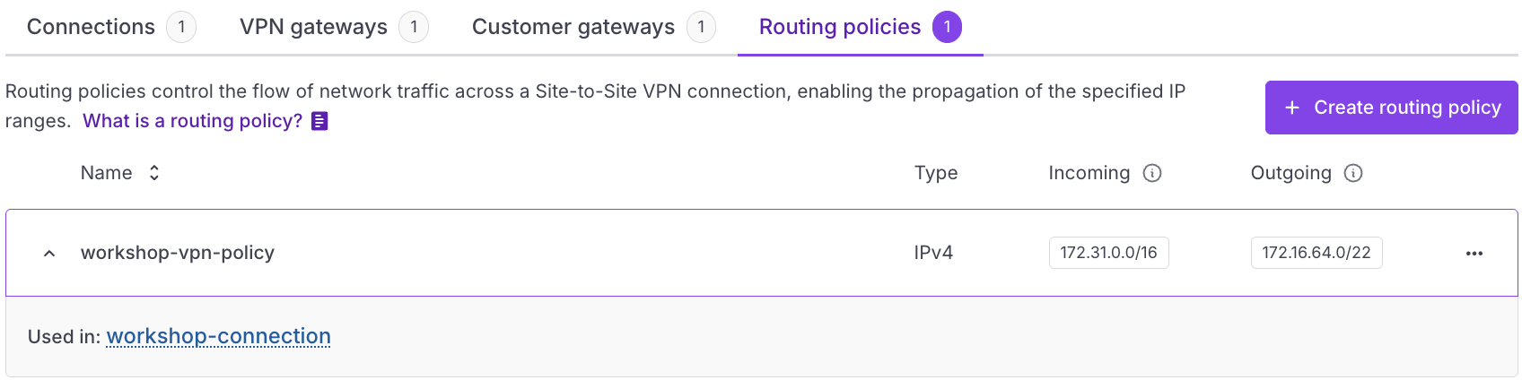 Creation of VPN routing policy on Scaleway