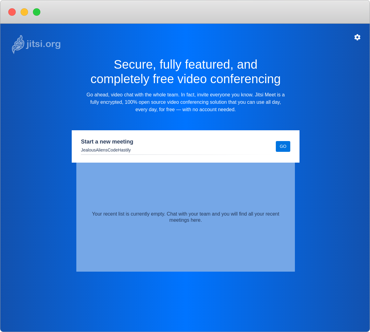 Jitsi Meet login screen
