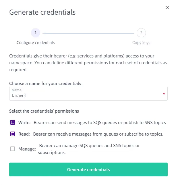 Scaleway Console Queues Credential