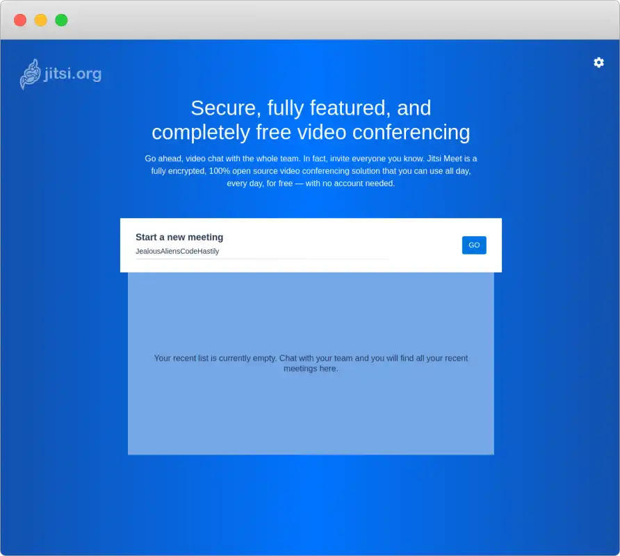 Jitsi Meet login screen